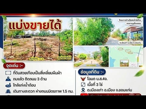 ที่ดินถมแล้ว*ราคาถูกกว่า3ล้าน*ติดถนน3ด้าน ท้ายบ้านกุดกว้างเดินทางสะดวกห่างมิตรภาพ1.5 กม เมืองขอนแก่น