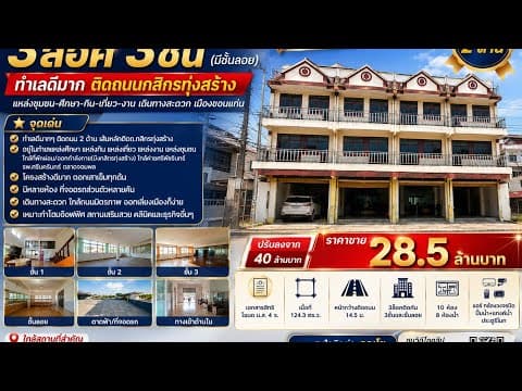 (ขาย/เช่า)อาคารพาณิชย์ 3ล็อค 3ชั้น(มีชั้นลอย)ทำเลดีมาก ติดถนนกสิกรทุ่งสร้าง ใกล้ตลาดจอมพล ตัวขอนแก่น